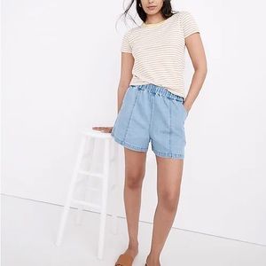 Madewell, denim, easy pull-on shorts in rathmore wash